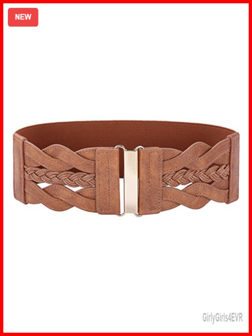 Wide Elastic Waist Belt Braided Woven 3-Inch Women's